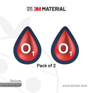Stickerland India Blood Group O1 3x4 CM (Pack of 2)