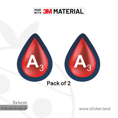 Stickerland India Blood Group A3 3x4 CM (Pack of 2)