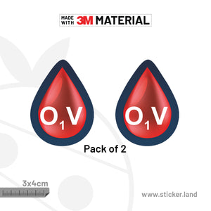 Stickerland India Blood Group O1v 3x4 CM (Pack of 2)