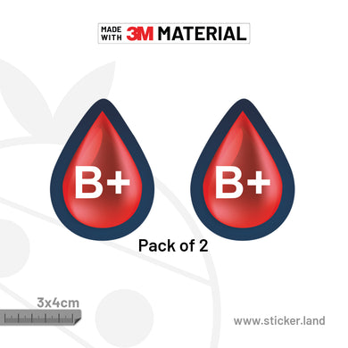 Stickerland India Blood Group Sticker 3x4 CM (Pack of 2) (B+)