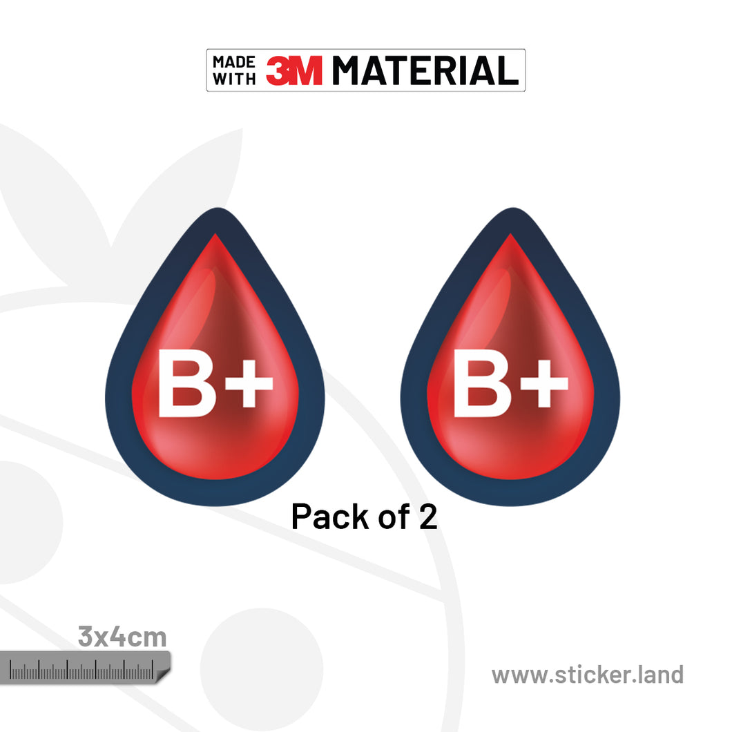 Stickerland India Blood Group Sticker 3x4 CM (Pack of 2) (B+)