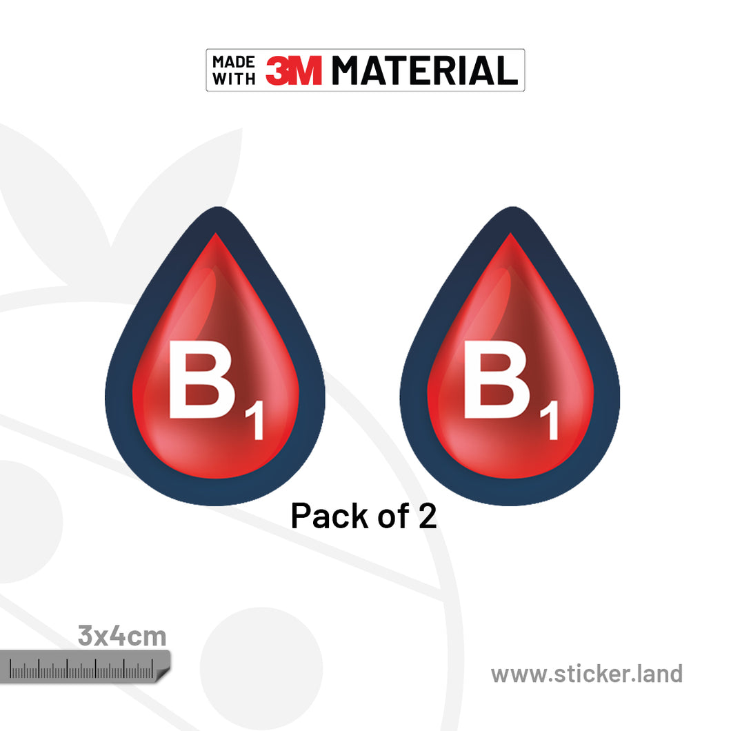 Stickerland India Blood Group B1 3x4 CM (Pack of 2)