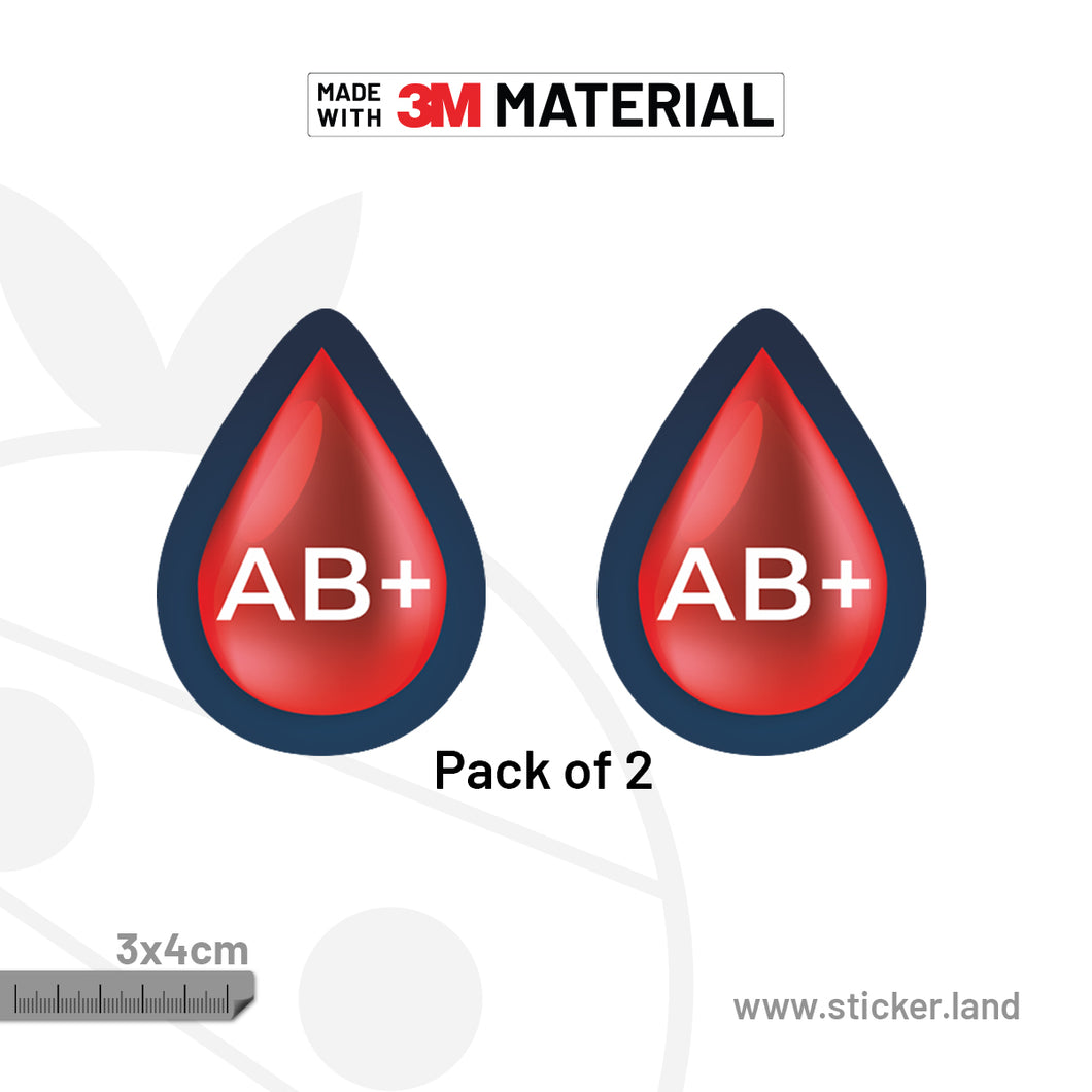 Stickerland India Blood Group AB+ 3x4 CM (Pack of 2)