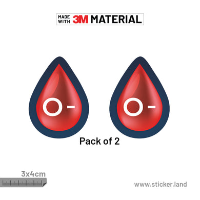 Stickerland India Blood Group O- 3x4 CM (Pack of 2)