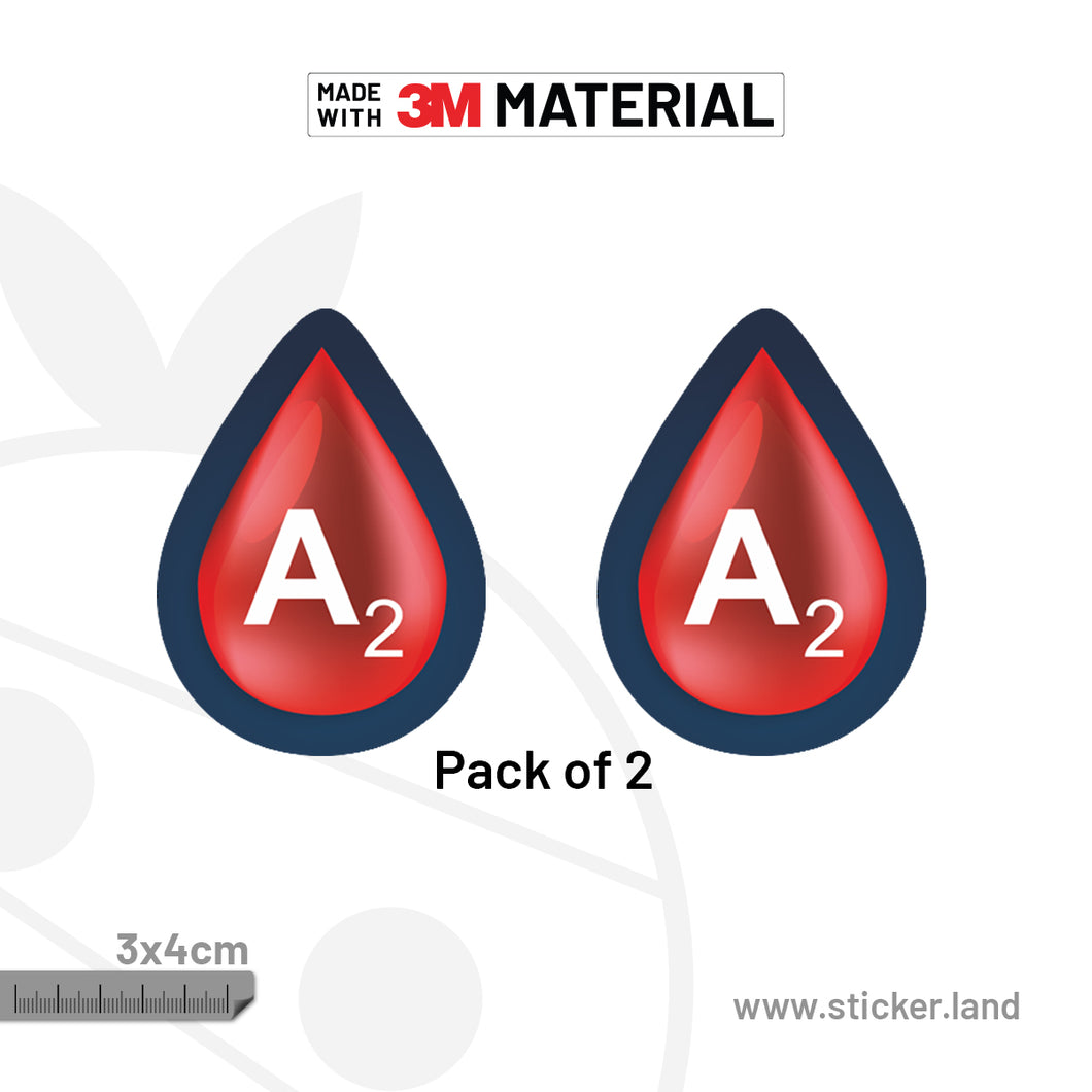 Stickerland India Blood Group A2 3x4 CM (Pack of 2)