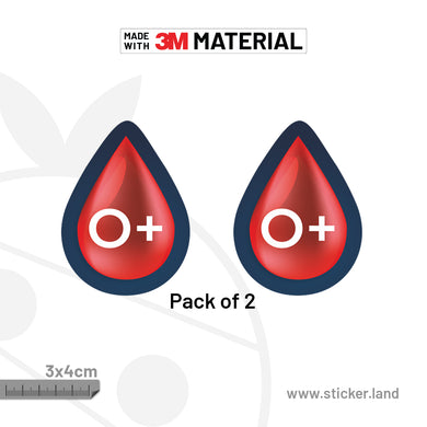 Stickerland India Blood Group O+ 3x4 CM (Pack of 2)
