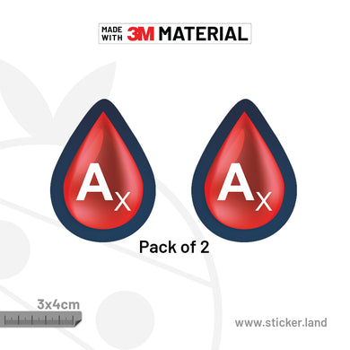 Stickerland India Blood Group Ax 3x4 CM (Pack of 2)