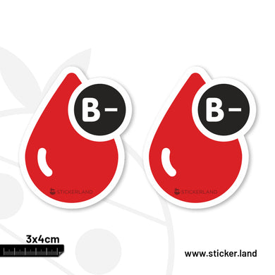 Stickerland India B-Negative Blood Group Sticker 3x4 CM (Pack of 2)