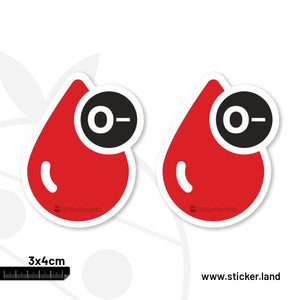 Stickerland India O-Negative Blood Group Sticker 3x4 CM (Pack of 2)