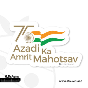 Stickerland India India Flag Azadi Ka Amrit Mahotsav English White Sticker 6.5x4 CM (Pack of 1)