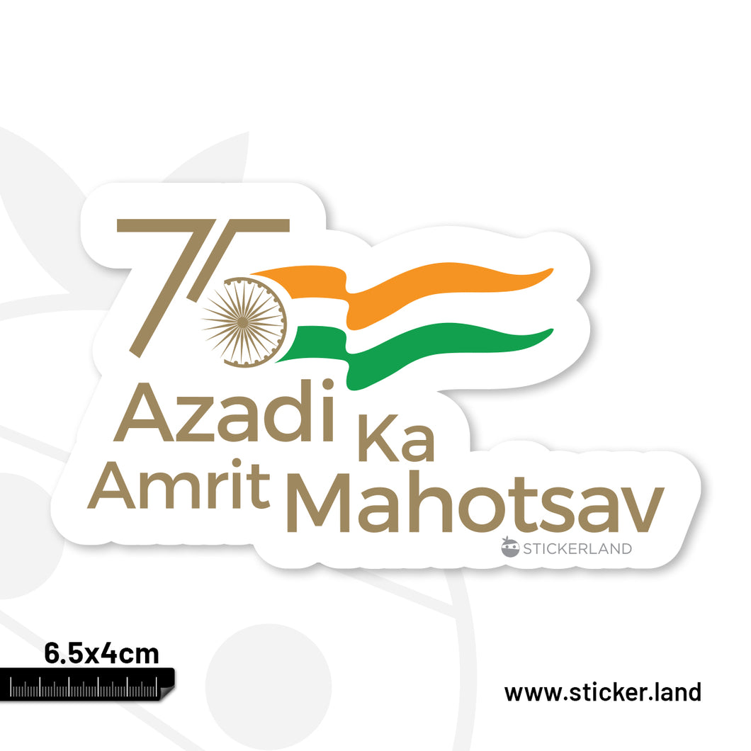 Stickerland India India Flag Azadi Ka Amrit Mahotsav English White Sticker 6.5x4 CM (Pack of 1)