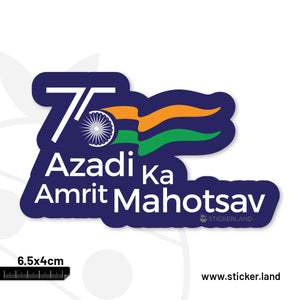 Stickerland India India Flag  Azadi Ka Amrit Mahotsav English Blue Sticker 6.5x4 CM (Pack of 1)