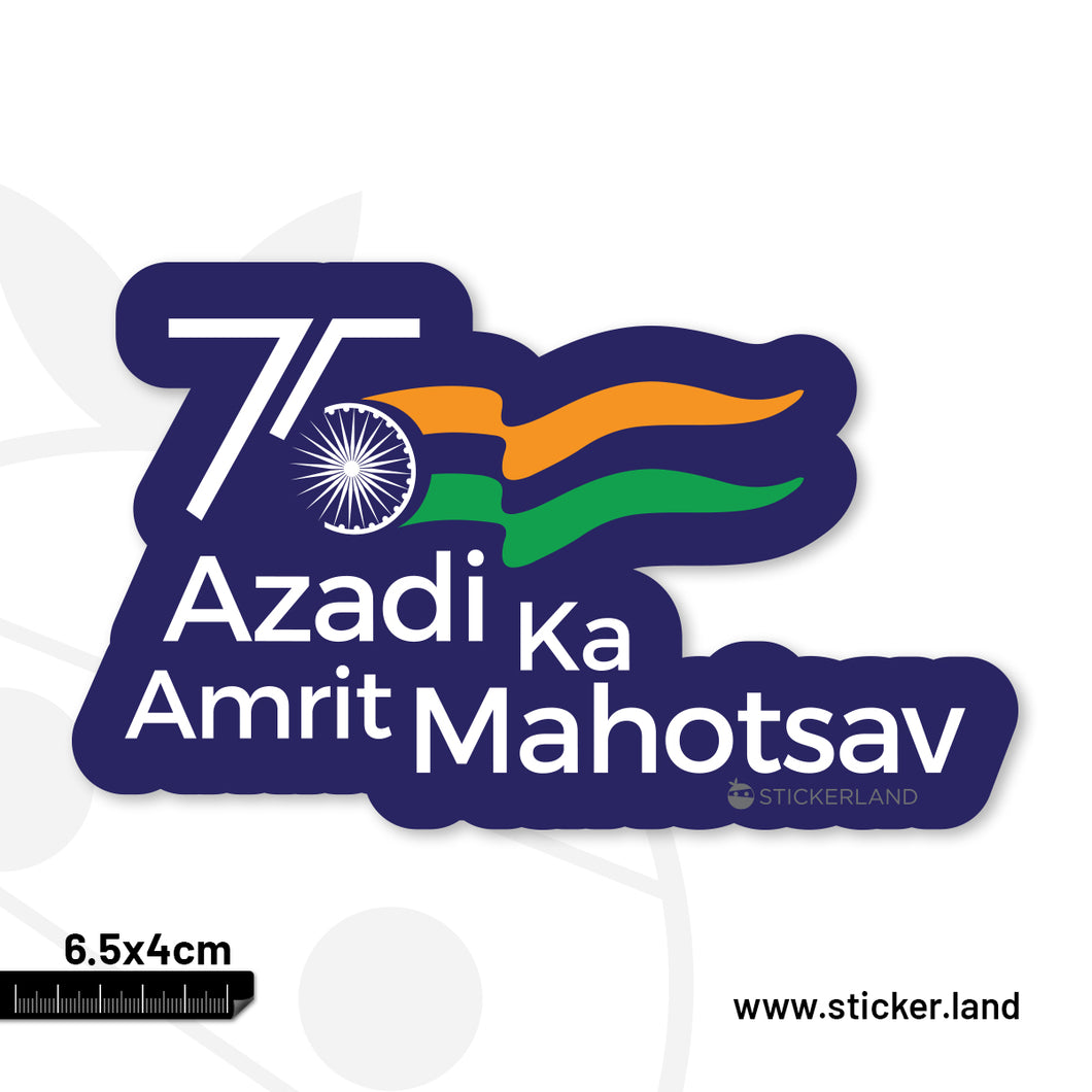 Stickerland India India Flag  Azadi Ka Amrit Mahotsav English Blue Sticker 6.5x4 CM (Pack of 1)