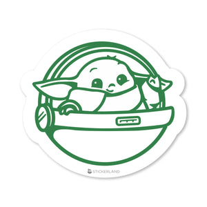 Stickerland India Baby Yoda Basket - Multicolor Sticker 5x4.5 CM (Pack of 1)