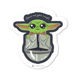 Stickerland India Baby Yoda Love me you must Sticker 5x5.5 CM (Pack of 1)