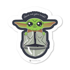 Stickerland India Baby Yoda Love me you must Sticker 5x5.5 CM (Pack of 1)