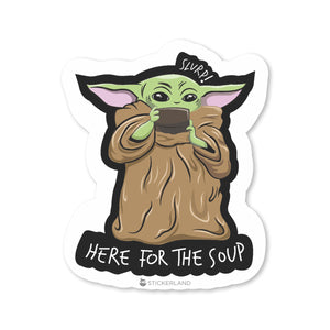 Stickerland India Baby Yoda Soup Sticker 5.5x6.5 CM (Pack of 1)