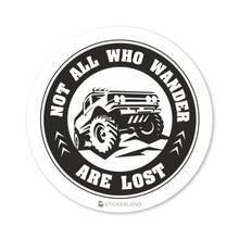 Load image into Gallery viewer, Stickerland India Jeep Not All Who Wander Sticker 5x5 CM (Pack of 1)