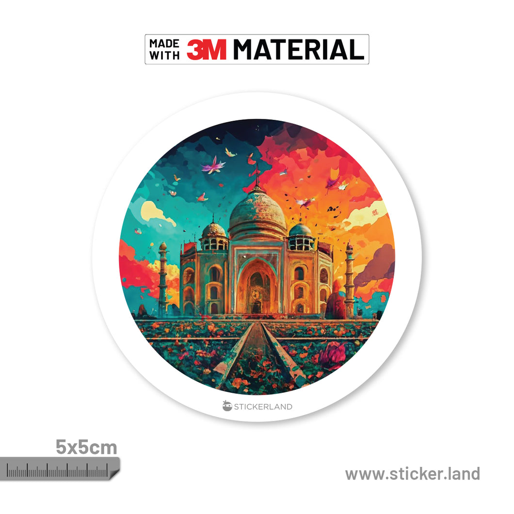 Stickerland India Taj Mahal multi colour Sticker 5x5 CM (Pack of 1)