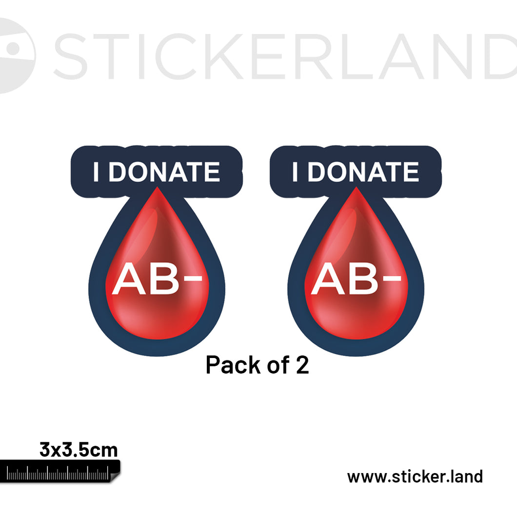 Stickerland India I Donate AB- 3x3.5 CM (Pack of 2)