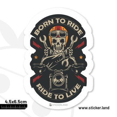 Stickerland India Born To Ride Sticker 4x6.5 CM (Pack of 1)