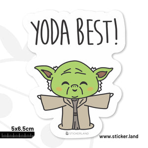 Stickerland India Yoda Best Sticker 5x6.5 CM (Pack of 1)
