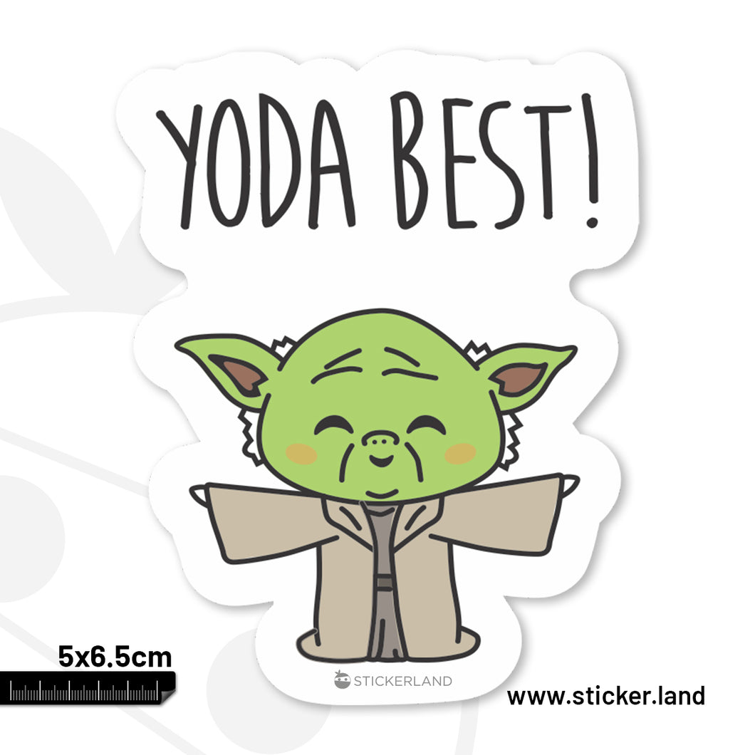 Stickerland India Yoda Best Sticker 5x6.5 CM (Pack of 1)