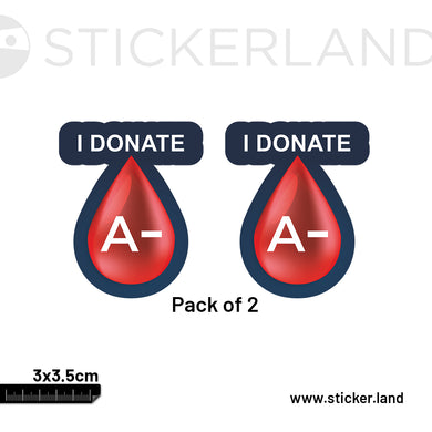 Stickerland India I Donate A- 3x3.5 CM (Pack of 2)