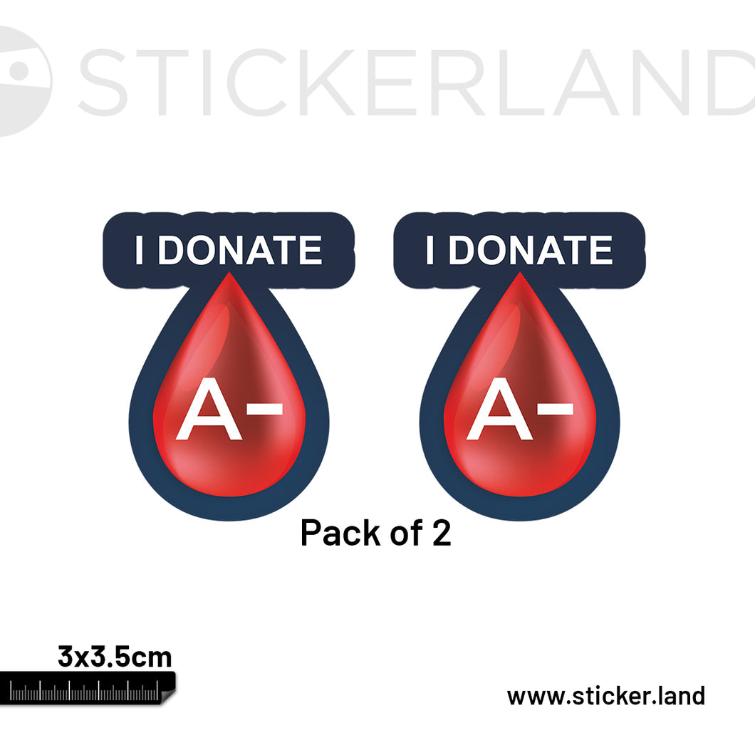 Stickerland India I Donate A- 3x3.5 CM (Pack of 2)