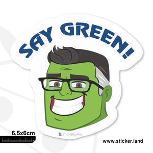 Stickerland India Hulk Say Green Sticker 6.5x6 cm (Pack of 1)