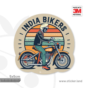 Stickerland India Indian Biker 2 Sticker 5x5 CM (Pack of 1)