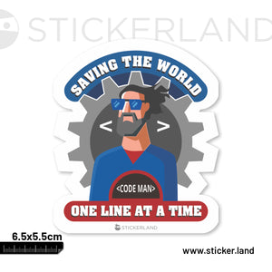 Stickerland India Saving The World Sticker 6.5x5.5 CM (Pack of 1)