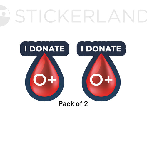 Stickerland India I Donate O+ 3x3.5 CM (Pack of 2)