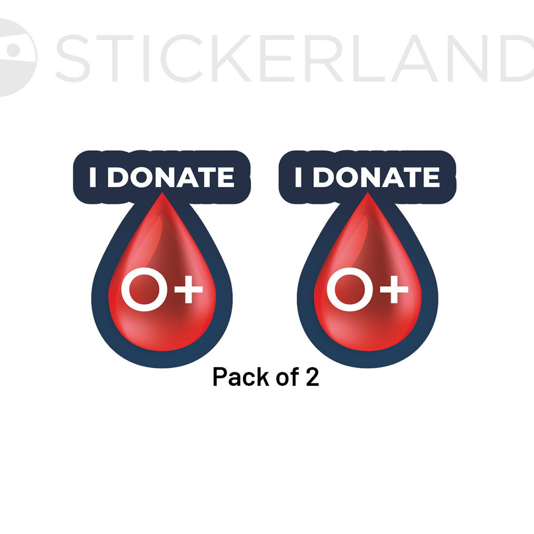 Stickerland India I Donate O+ 3x3.5 CM (Pack of 2)