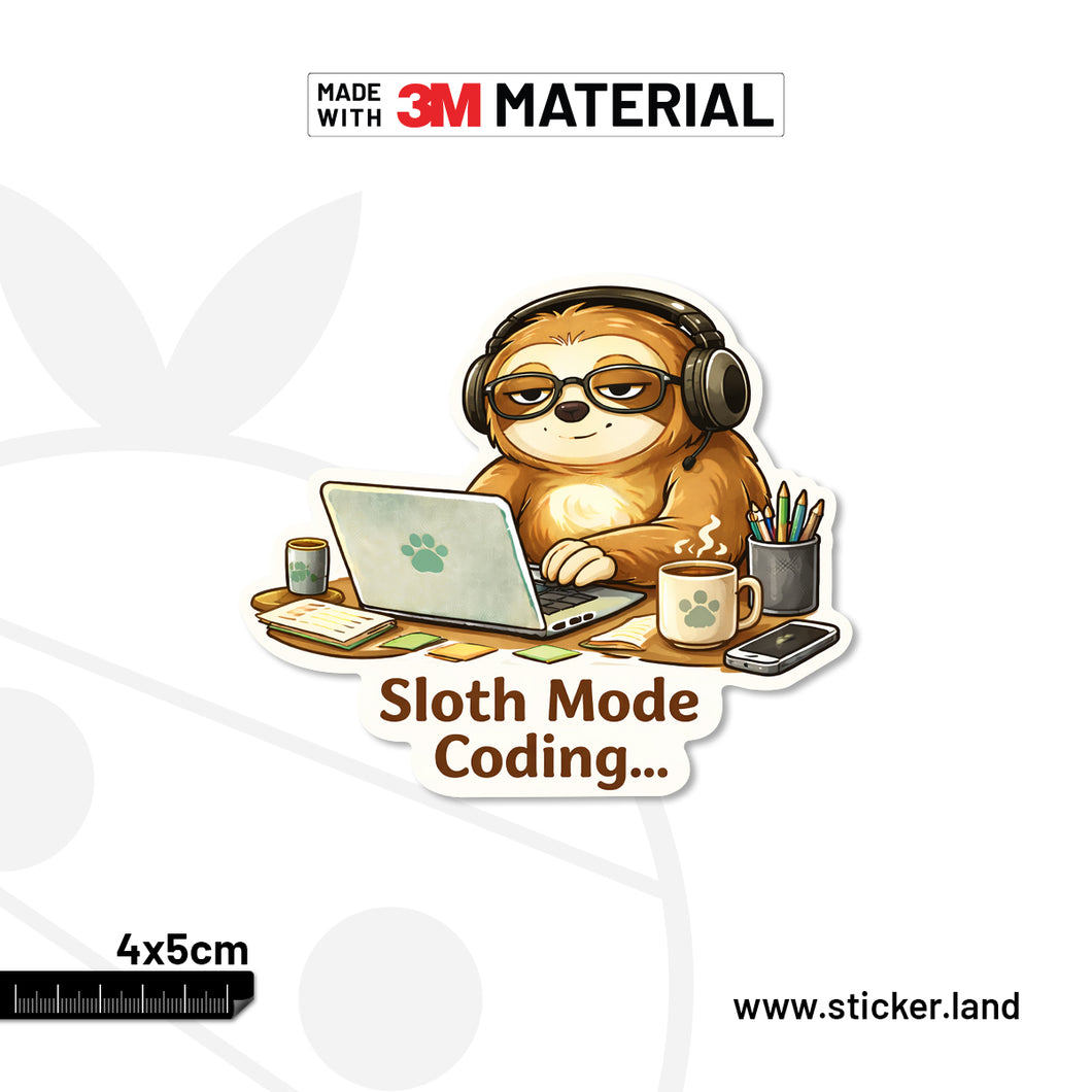 Sloth Slow Thinking Mode Funny Sticker | 3M Vinyl Laptop Sticker ...