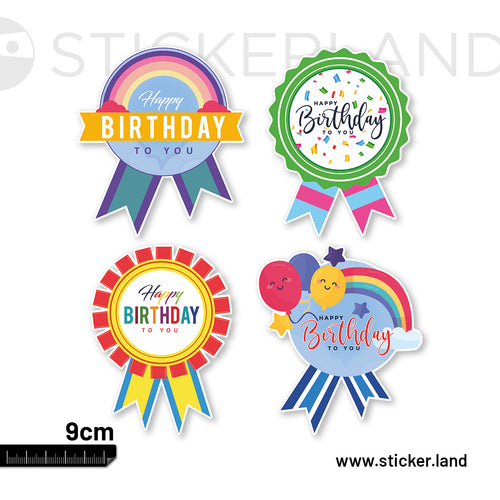 Stickerland India Happy Birthday 9 CM (Pack of 100)