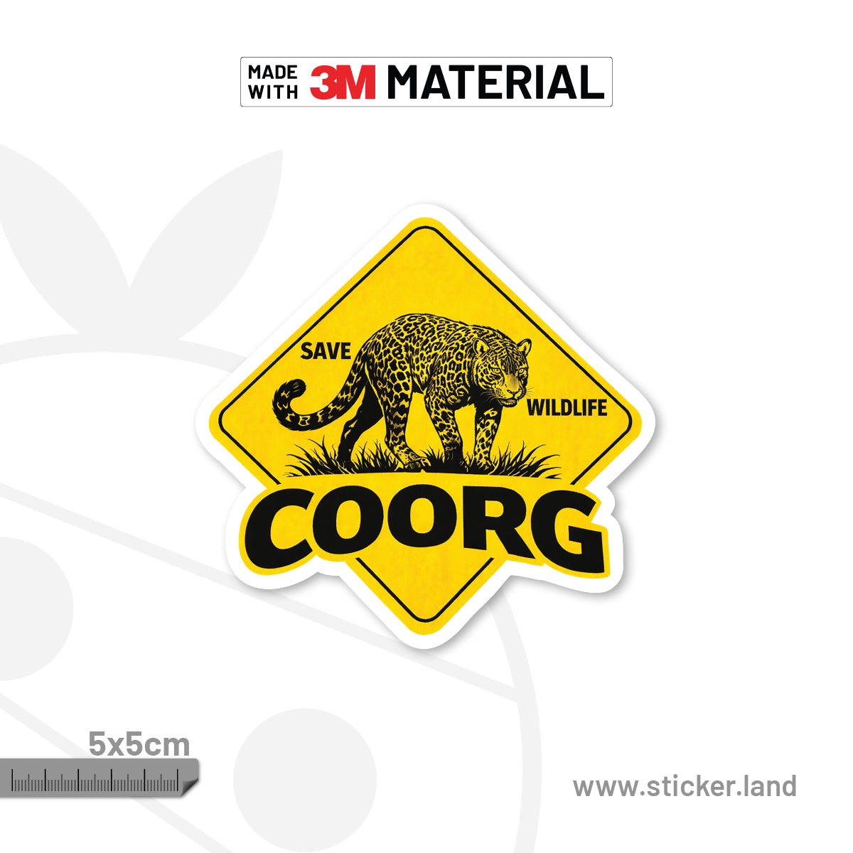 Stickerland India Save Wildlife Coorg Leopards Laptop Sticker_5x5cm (P ...