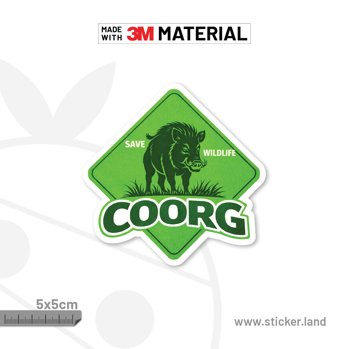 Stickerland India Save Wildlife Coorg Wild pigs Green Sticker_5x5cm (P ...