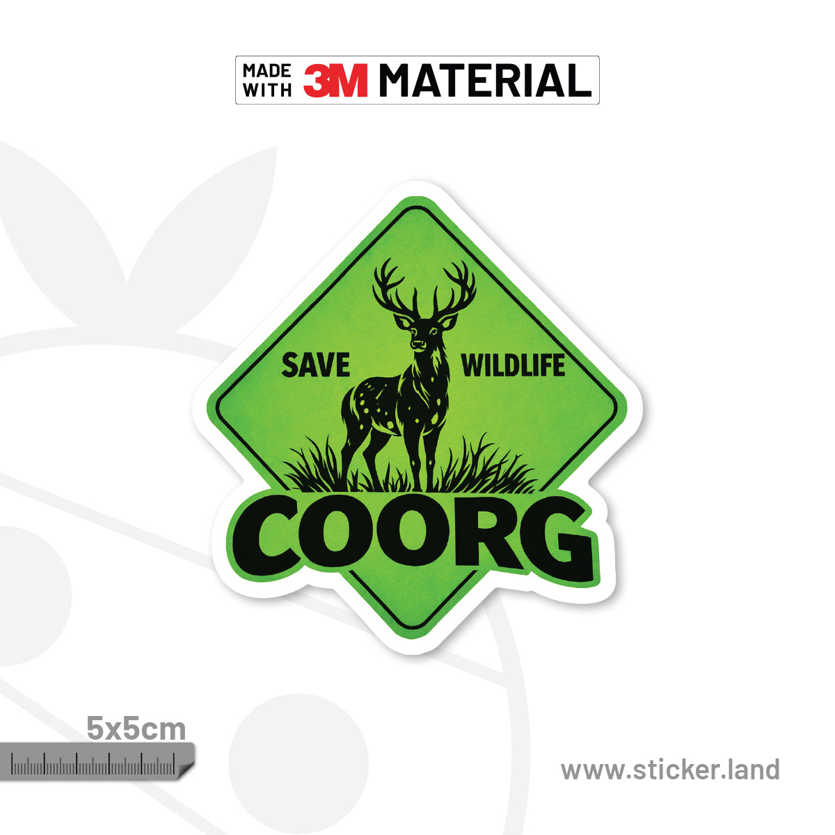 Stickerland India Save Wildlife Coorg Sambar Deer Green Sticker_5x5cm ...