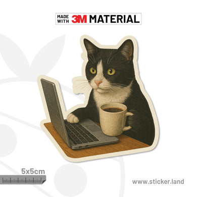 Stickerland Indi Caffeinated Cat Crunch India_5x5cm (Pack