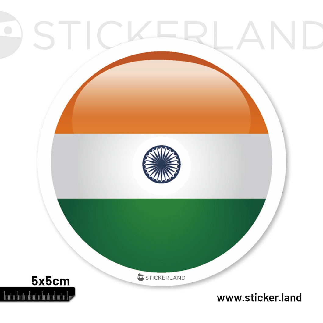 Stickerland India Indian Flag Rounded, Glass-Effect Sticker 5x5 CM (Pack of 1)
