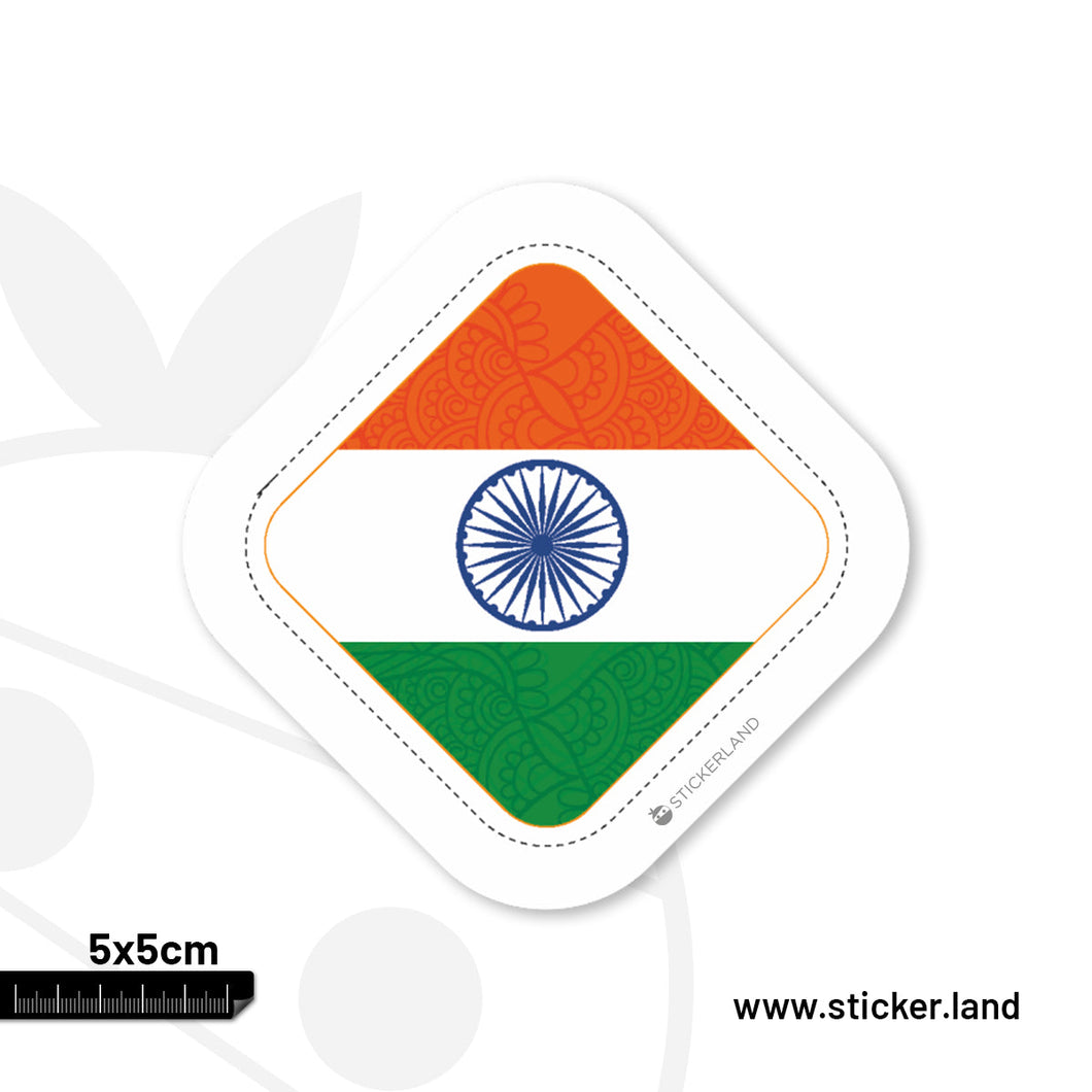 Stickerland India Indian Flag Stitched Diamond Sticker 5x5 CM (Pack of 1)