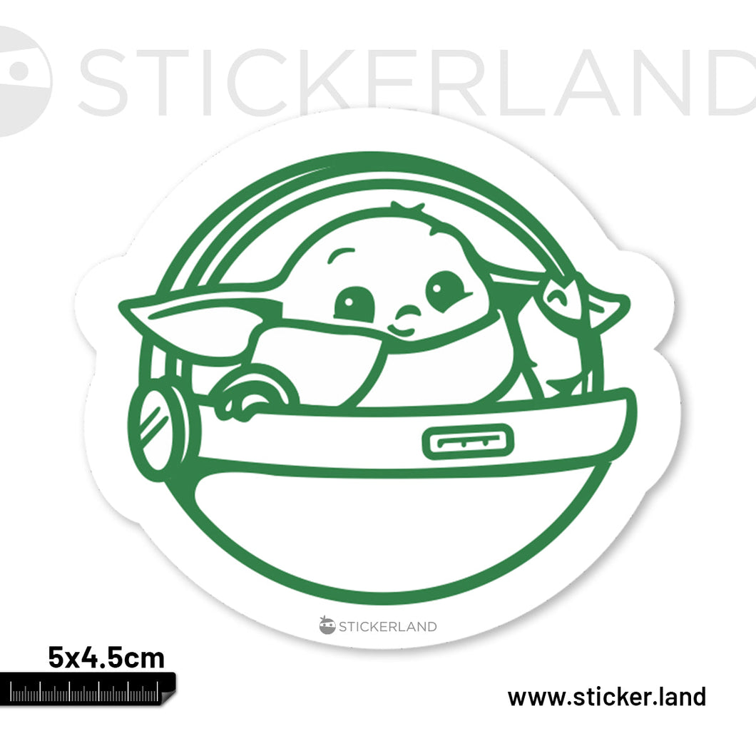 Stickerland India Baby Yoda Basket - Multicolor Sticker 5x4.5 CM (Pack of 1)