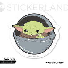 Load image into Gallery viewer, Stickerland India Baby Yoda Grey Basket Sticker 5x4.5 CM (Pack of 1)