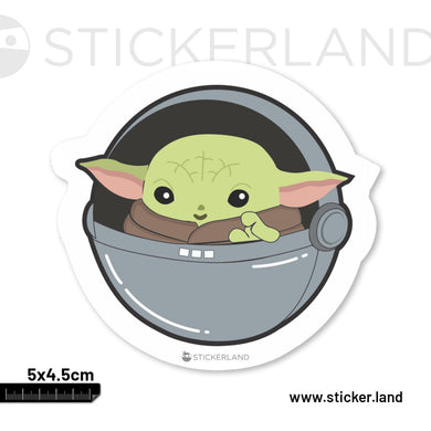Stickerland India Baby Yoda Grey Basket Sticker 5x4.5 CM (Pack of 1)
