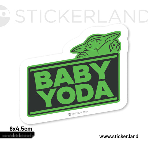 Stickerland India Baby Yoda Green Sticker 6x5.5 CM (Pack of 1)