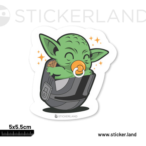 Stickerland India Baby Yoda Helmet Pacifier Sticker 5x5.5 CM (Pack of 1)
