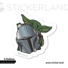 Load image into Gallery viewer, Stickerland India Baby Yoda Sitting On A Helmet Sticker 4.5x5 CM (Pack of 1)