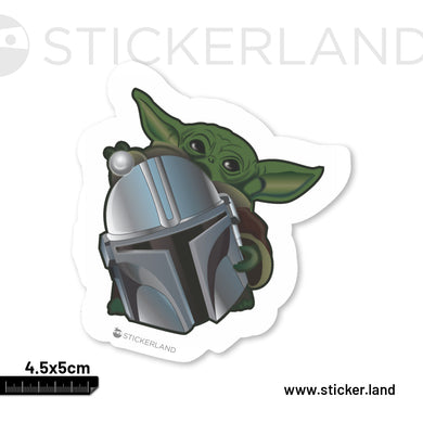 Stickerland India Baby Yoda Sitting On A Helmet Sticker 4.5x5 CM (Pack of 1)