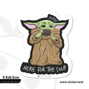 Stickerland India Baby Yoda Soup Sticker 5.5x6.5 CM (Pack of 1)